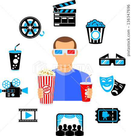 Cinema and Movie infographics Cinema and Movie infographics 136347696