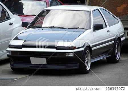 Passenger cars lining up in the parking lot Passenger cars lining up in the parking lot 136347972