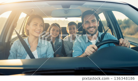 Family enjoying a drive 136348186