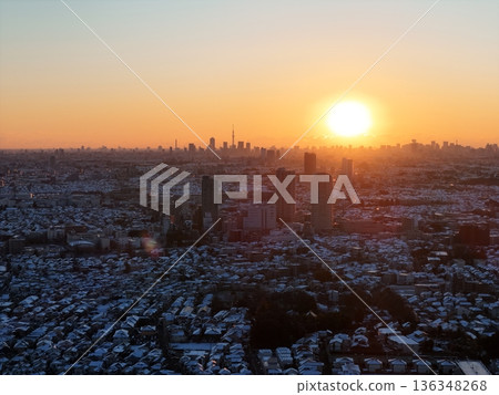 東京雪晨鳥瞰圖 136348268