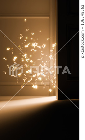Door Opening With Light and Particles in Vertical Mystery Background Door Opening With Light and Particles in Vertical Mystery Background 136348562