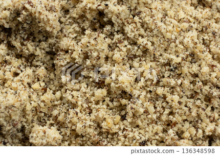 Detailed texture background of ground walnut kernels Detailed texture background of ground walnut kernels 136348598