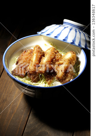 Mayonnaise and fried chicken rice bowl 136348617