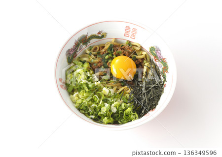 Taiwanese mazesoba photographed on a white background 136349596