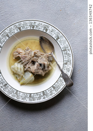 Sparerib and turnip soup 136349742
