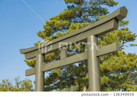 日本島根縣出雲市大社町出雲大社神社的大型鳥居 136349939