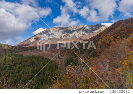 日本鳥取縣日野郡甲府町賀木掛峠眺望大山南坡及秋葉 日本鳥取縣日野郡甲府町賀木掛峠眺望大山南坡及秋葉 136350982