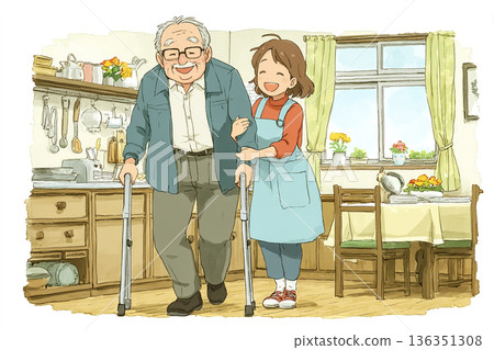 女性護理員協助老年男性進行室內活動 | 護理培訓和支援網站 女性護理員協助老年男性進行室內活動 | 護理培訓和支援網站 136351308