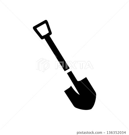 Shovel Silhouette Icon in Minimal Style Shovel Silhouette Icon in Minimal Style 136352034