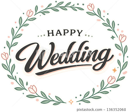 幸福婚禮春季花圈字體腮紅粉 x 鼠尾草綠透明 PN 136352068