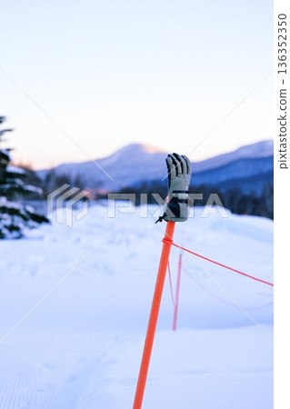 The broken glove wakes up in the morning after a night spent in the frigid cold. 136352350
