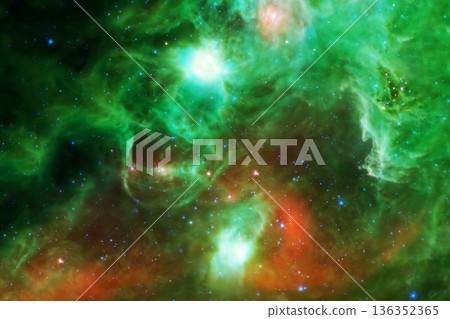 Green galaxy, bright cosmic nebula. Elements of this image furnished by NASA 136352365