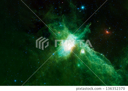 Green galaxy, bright cosmic nebula. Elements of this image furnished by NASA 136352370