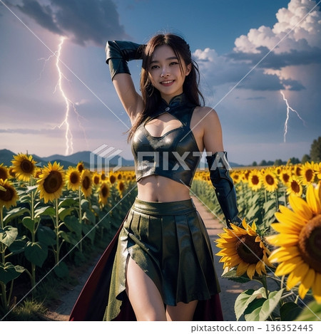 夕陽西下，向日葵花田裡的笑容！ ！ 136352445