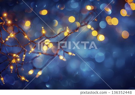 Lights of New Year's electric garlands. Generative AI 136352448