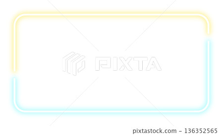 黃色和淺藍色霓虹線條邊框背景 16:9 136352565