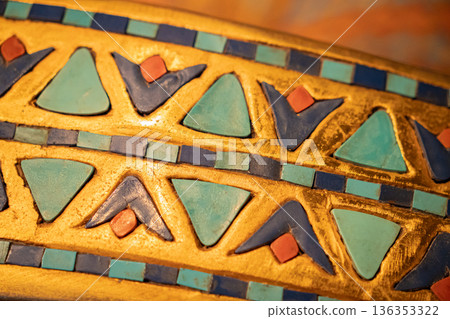 Ancient Egyptian Golden Ornament Pattern with Sacred Symbols Ancient Egyptian Golden Ornament Pattern with Sacred Symbols 136353322