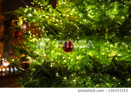 Christmas tree bauble with historic Polish city architecture Christmas tree bauble with historic Polish city architecture 136353353