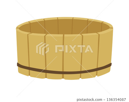 日式風格的簡易木桶插圖 日式風格的簡易木桶插圖 136354087