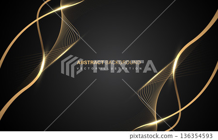 Abstract luxury element with gold light glow effect on black modern graphic design decoration for banner template background vector 136354593