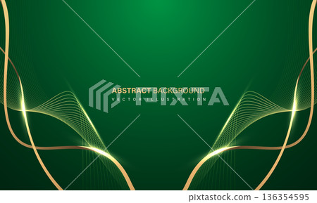 Abstract luxury element with gold light glow effect on green modern graphic design decoration for banner template background vector 136354595