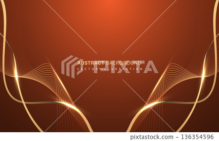 Abstract luxury element with gold light glow effect on orange modern graphic design decoration for banner template background vector 136354596
