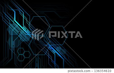 Abstract technology technology futuristic blue cyber line on black with blank space design modern background vector Abstract technology technology futuristic blue cyber line on black with blank space design modern background vector 136354610