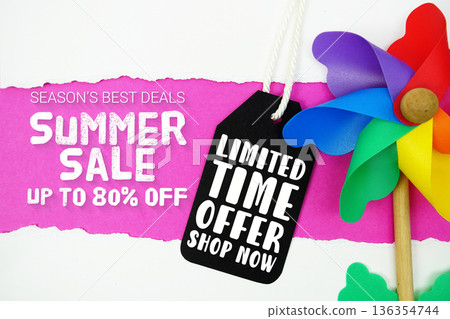 Summer Sale 80% and Limited Time Offer with Price Tag on pink background Summer Sale 80% and Limited Time Offer with Price Tag on pink background 136354744