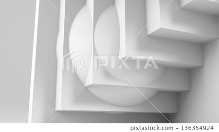 A clean, monochrome composition geometric shapes, 3d A clean, monochrome composition geometric shapes, 3d 136354924