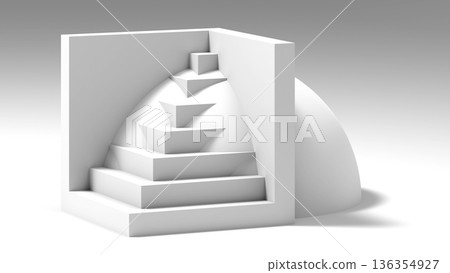 Abstract white minimal object, 3d rendering illustration Abstract white minimal object, 3d rendering illustration 136354927