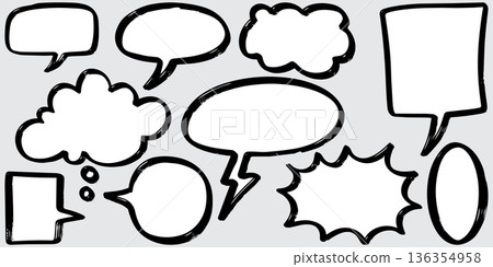 Hand Drawn Speech Bubbles and Comic Thought Bubbles Vector Set Hand Drawn Speech Bubbles and Comic Thought Bubbles Vector Set 136354958