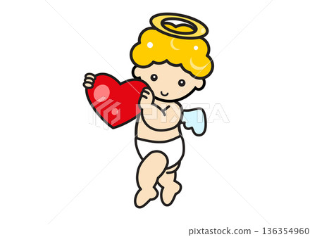 Illustration of Cupid holding a heart Valentine's Day/Love image Illustration of Cupid holding a heart Valentine's Day/Love image 136354960