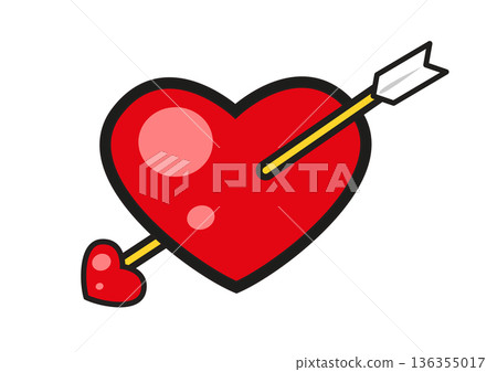 A red heart pierced by a love arrow - Valentine's Day/love fulfillment illustration A red heart pierced by a love arrow - Valentine's Day/love fulfillment illustration 136355017