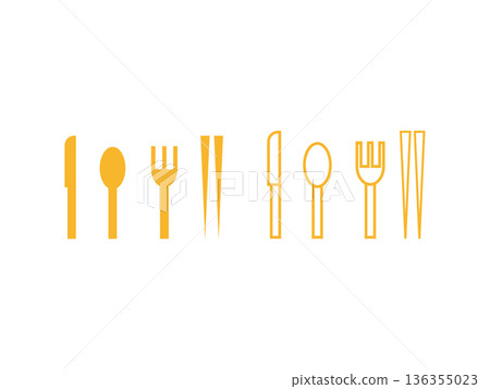 餐具(刀、湯匙、叉、筷子)圖示集 餐具(刀、湯匙、叉、筷子)圖示集 136355023