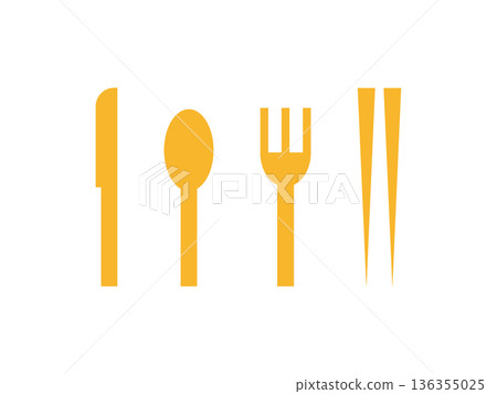 餐具(刀、湯匙、叉、筷子)圖示集 餐具(刀、湯匙、叉、筷子)圖示集 136355025