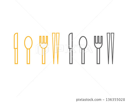 餐具（刀、湯匙、叉、筷子）圖示集 136355028