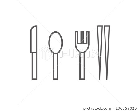 餐具(刀、湯匙、叉、筷子)圖示集 餐具(刀、湯匙、叉、筷子)圖示集 136355029