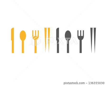 餐具(刀、湯匙、叉、筷子)圖示集 餐具(刀、湯匙、叉、筷子)圖示集 136355030