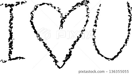 I Love You. Soft Pencil Hand Drawn Lettering. 136355055