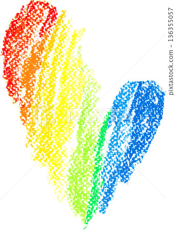 Chalk Drawn Rainbow Heart Child Illustration Chalk Drawn Rainbow Heart Child Illustration 136355057