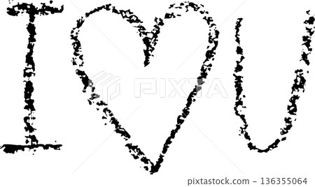 I Love You. Soft Pencil Hand Drawn Lettering. 136355064