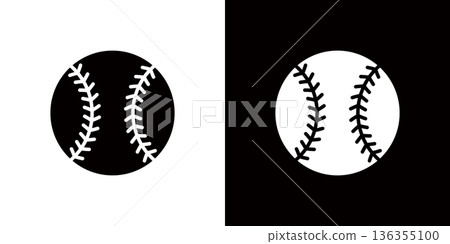 棒球圖示/符號，硬質棒球的插圖 136355100