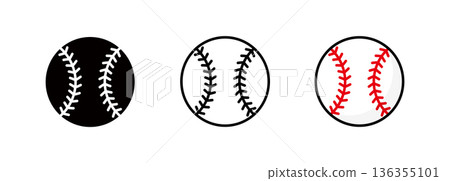 棒球圖示/符號，硬質棒球的插圖 136355101