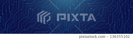 Motherboard technology circuit board background texture design. Creative idea AI banner concept for internet technology. Digital motherboard concept for poster, cover, banner, header, web template 136355102