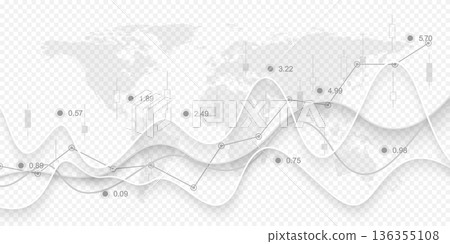 Stock market or Forex trading graph in graphic concept for financial investment or economic trends business idea design. Worldwide finance background. Vector illustration 136355108