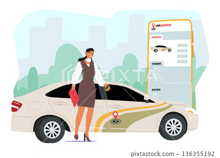 Young businesswoman using mobile app for transportation needs renting taxi, booking carsharing Young businesswoman using mobile app for transportation needs renting taxi, booking carsharing 136355192