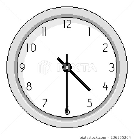 Pixel Art Clock at Half Past Four - Vector Illustration Pixel Art Clock at Half Past Four - Vector Illustration 136355264