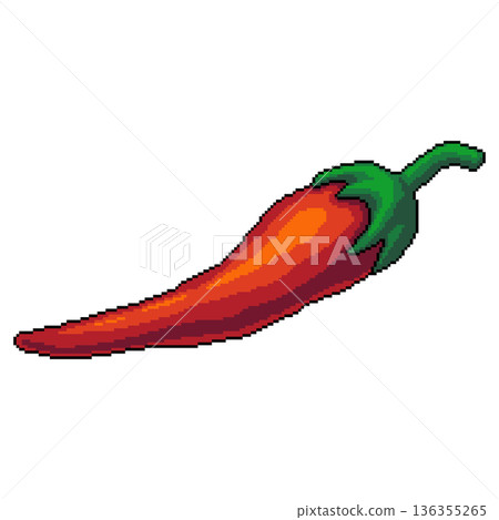 Pixel art chili pepper icon Pixel art chili pepper icon 136355265