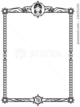 處女座插畫邊框（黑色） 136355293