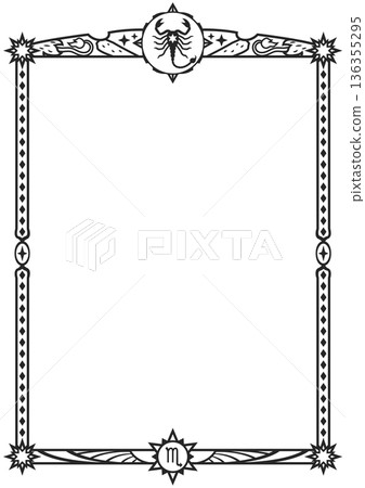 天蠍座插畫邊框(黑色) 天蠍座插畫邊框(黑色) 136355295